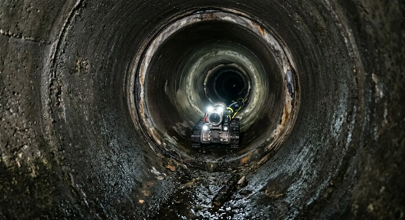 Robotic sewer camera inspecting pipe interior for Sewer Line Cleaning in Union City